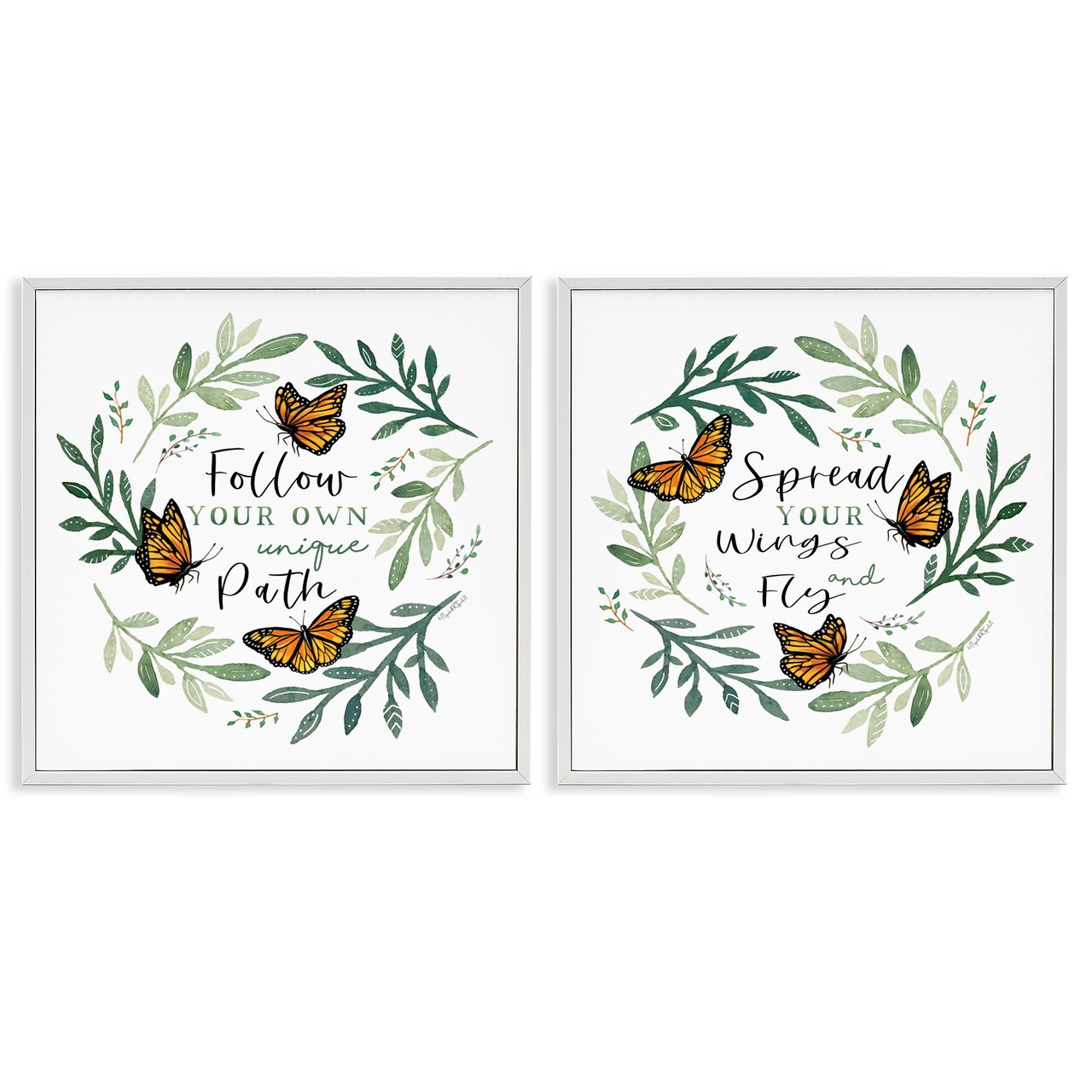 Stupell Industries Spread Your Wings and Follow Path 2pc Framed Giclee Set, design by Elizabeth Tyndall
